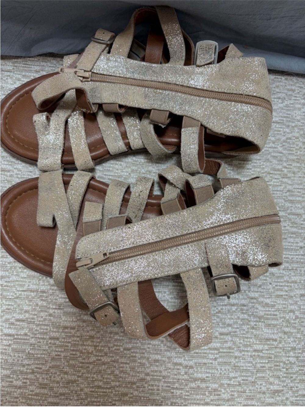 Free People Glittery Metallic Gold Gladiator Sandals - Picture 4 of 9